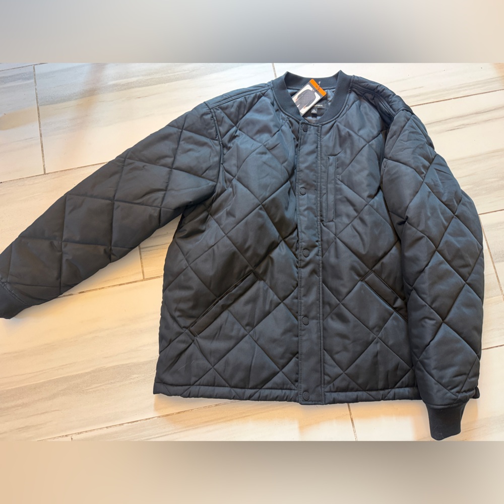 Men's Quilted Black Bomber Coat Jacket Banana Republic XXL